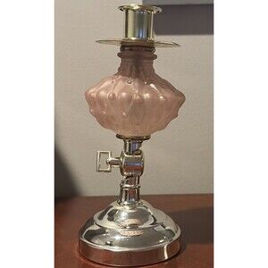 Pink Glass Candle Holder Brass 2 Way Adjustable Candlestick Sconce VINTAGE